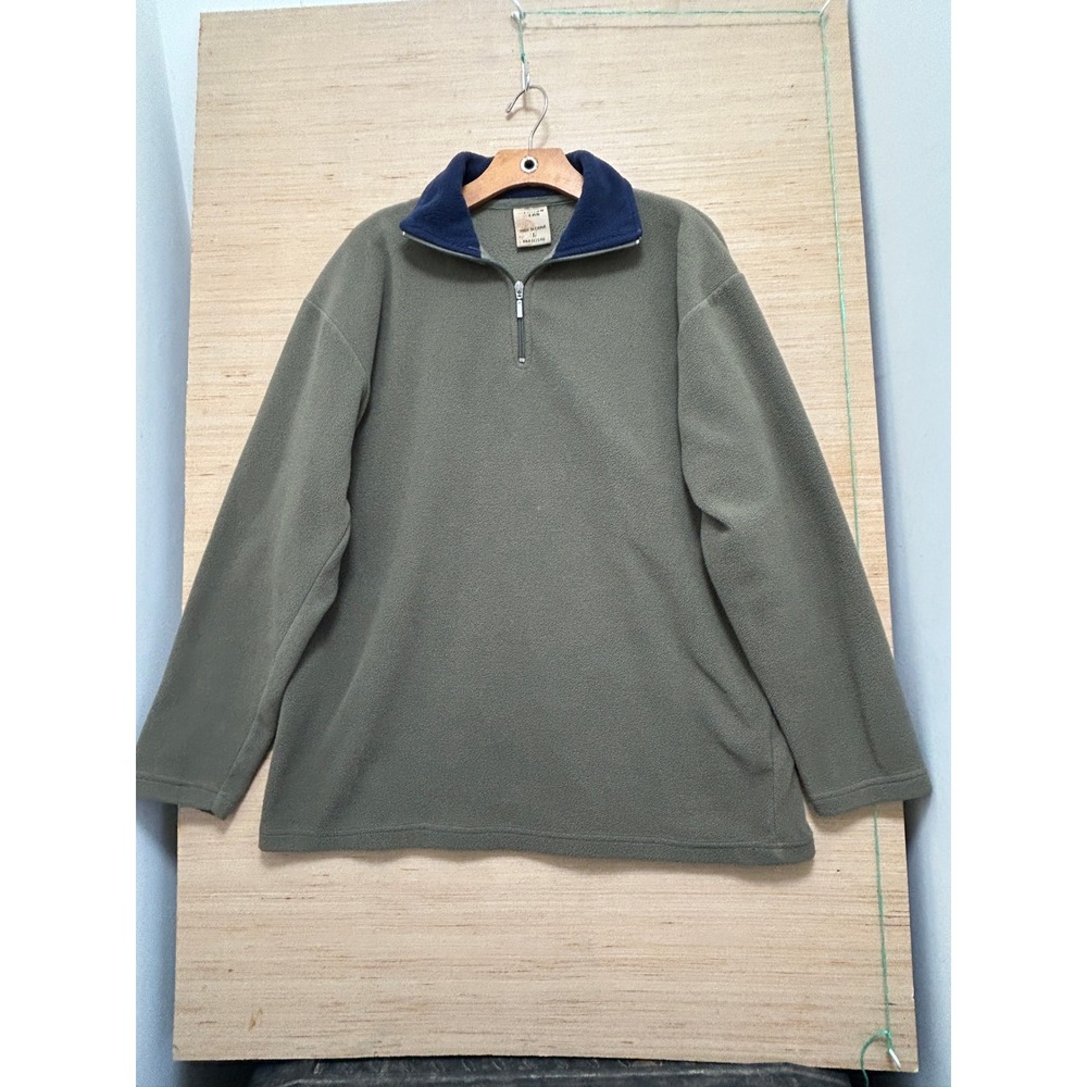 Weatherproof Mens Fleece Pullover Jacket Size L Olive Green Quarter Zip